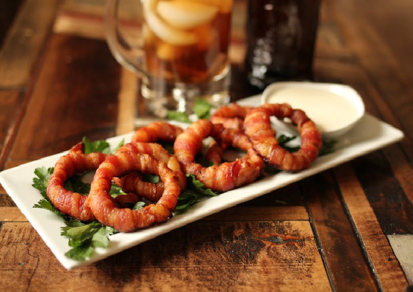 Keto Air Fryer Bacon-Wrapped Onion Rings